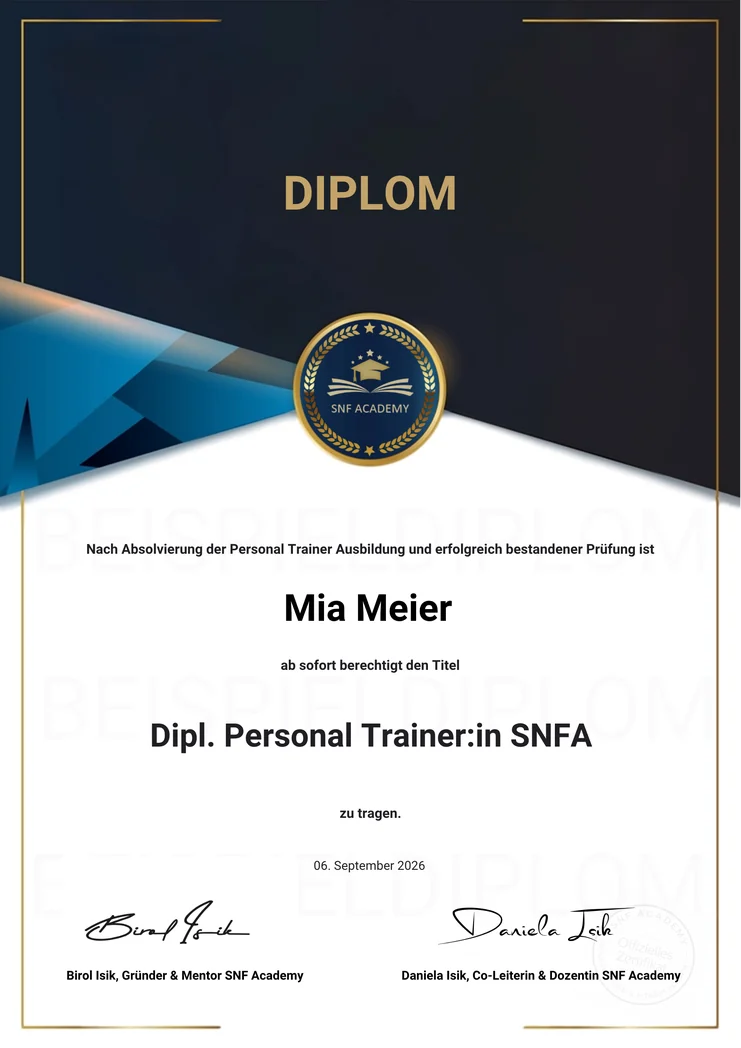 Dipl. Personal Trainer:in SNFA der SNF Academy (Muster)