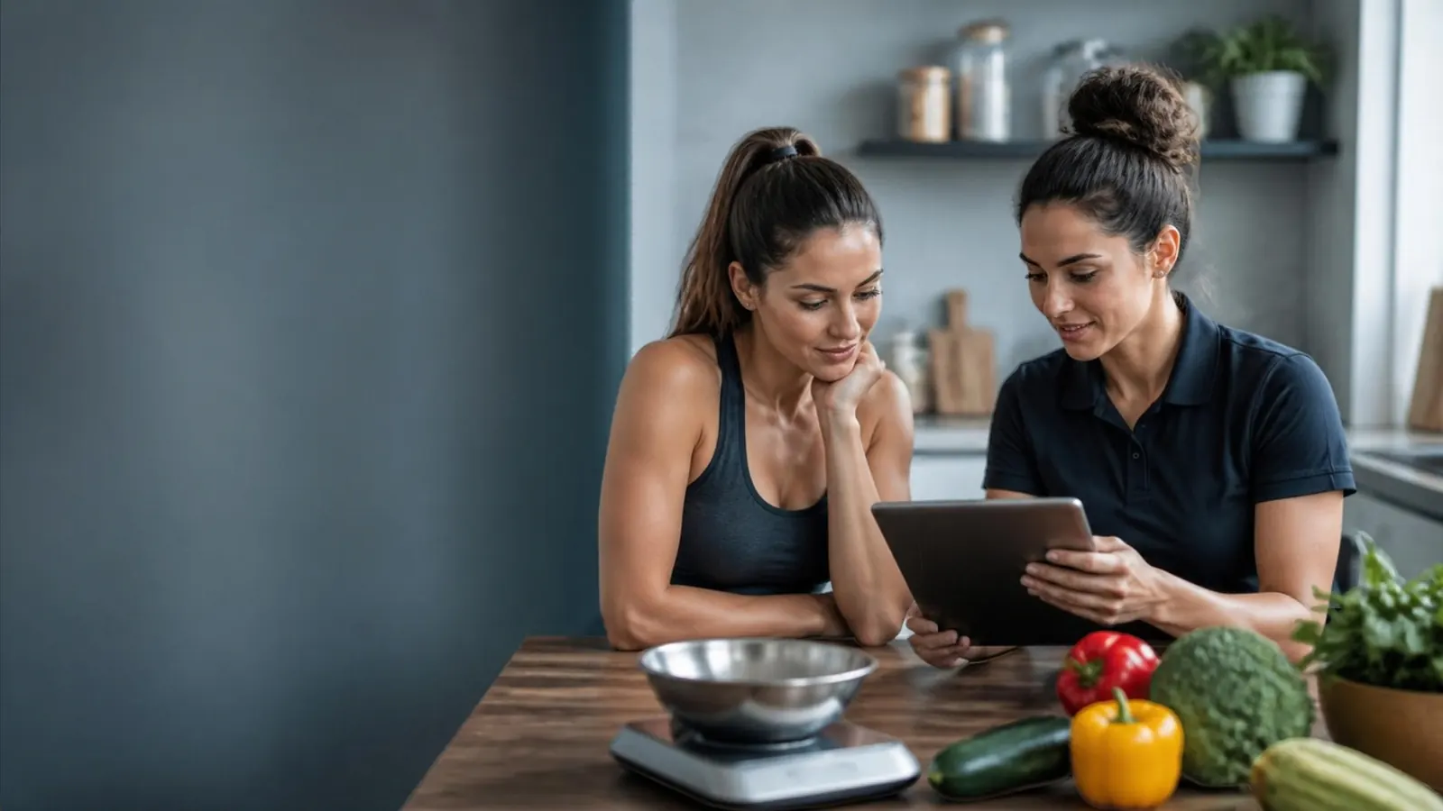 Ernährungscoaching: Beratung mit Ernährungsplan Ernährungscoach bespricht mit einer Kundin den Ernährungsplan auf dem Tablet