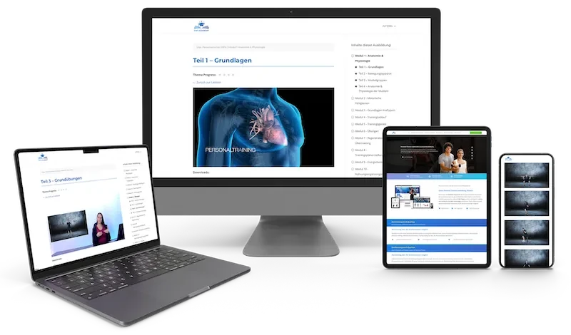 Lernplattform der SNF Academy auf Laptop, Tablet und Smartphone
