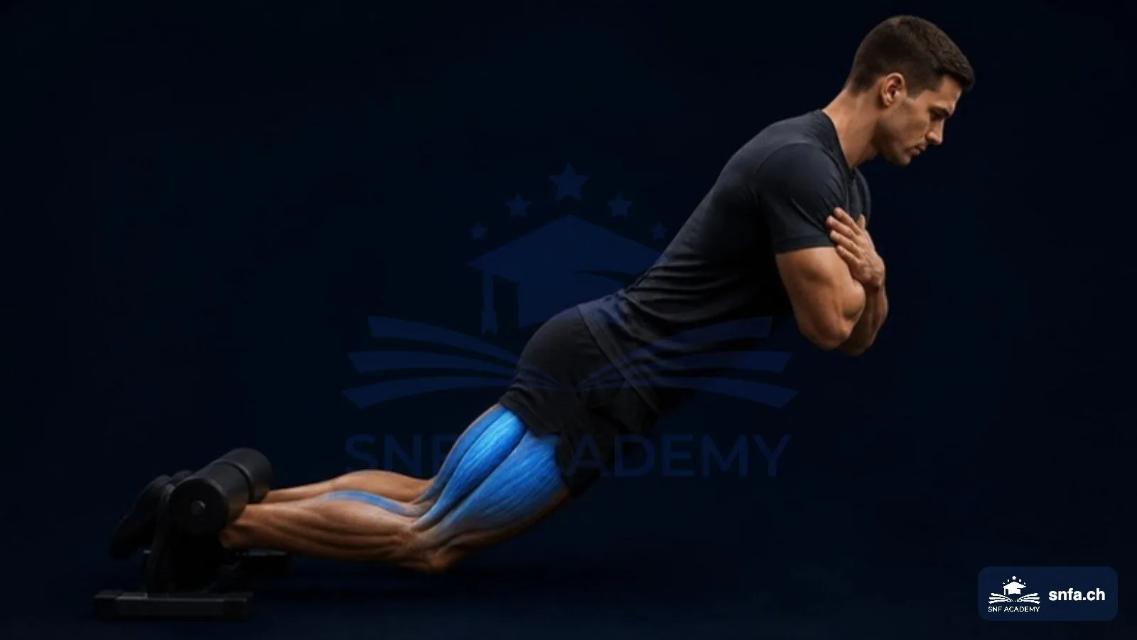 Nordic Curls: Beinbeuger an der Rückseite der Oberschenkel blau hervorgehoben – SNF Academy