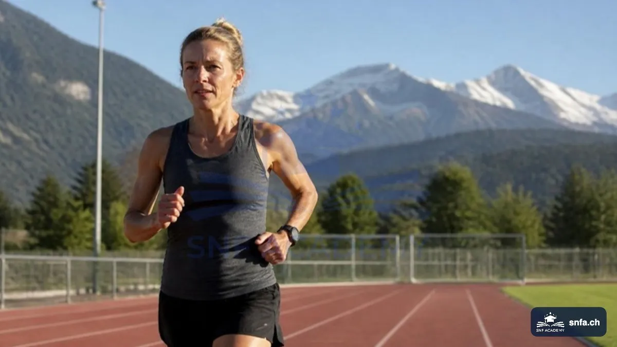 VO2max Training: Läuferin bei einem Intervalllauf auf einer Laufbahn – SNF Academy